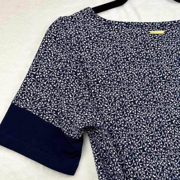 Michael Kors Womens Dress Navy White Floral Print Short Sleeve Size S NWT Preppy - Picture 11 of 12